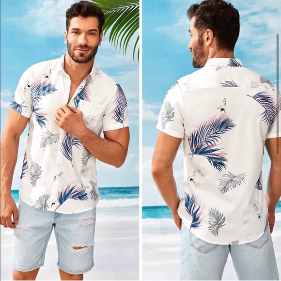 NWT Men’s leaf print pocket shirt super soft - Picture 4 of 6